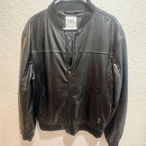 Zara Men's Black Bomber Jacket